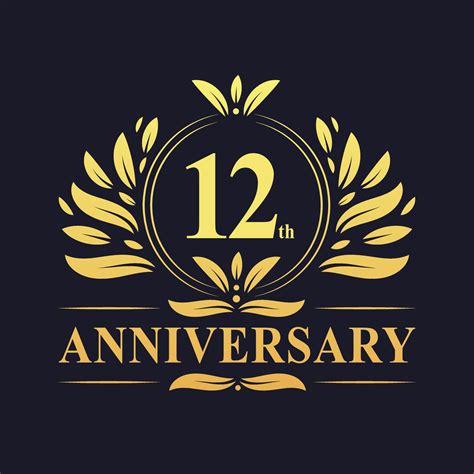 12th Anniversary Design Luxurious Golden Color 12 Years Anniversary