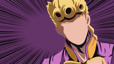 Jojo Giorno Giovanna With Background Of Purple And Black Line Abstract