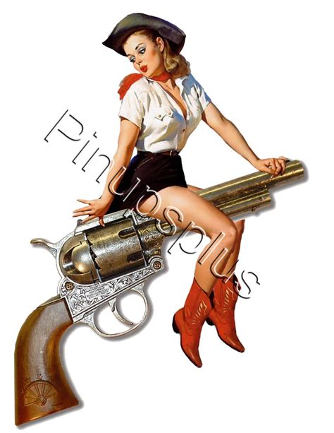 Vintage Cowgirl Pistol Pinup Girl Decal S526 [s526] 4 75 Pin Ups Plus Retro Pinup Decals