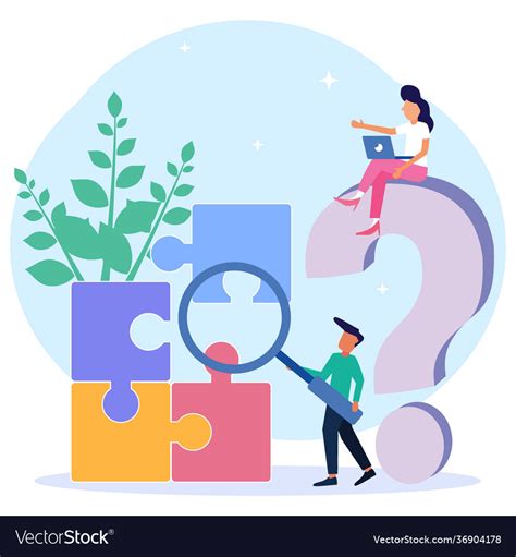 Graphic Cartoon Character Problem Solving Vector Image
