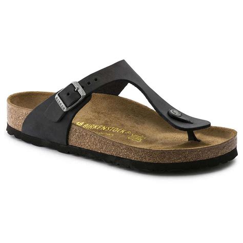 Birkenstock One Strap Sandals Black Friday Gizeh Oiled Leather Womens