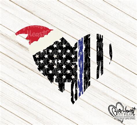 Christmas Police Svg Distressed Police Flag Heart Etsy