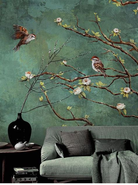 30 Vintage Birds Wallpaper Ideas Forest Theme Homemypedia