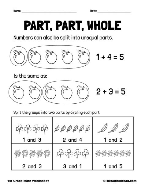 Part Part Whole Math Worksheets Worksheets For Kindergarten