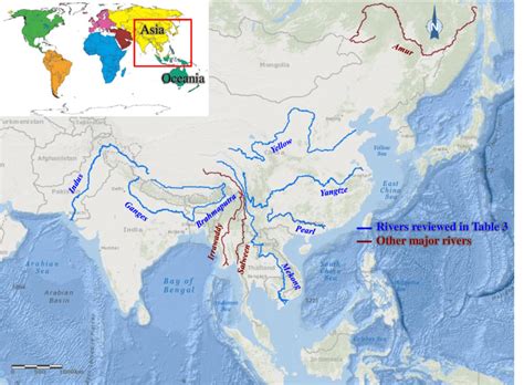 Major River Systems Of South Southeast And East Asia That Belong To