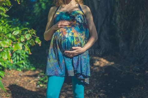 Pregnant Woman In Forest Stock Photo Image Of Person