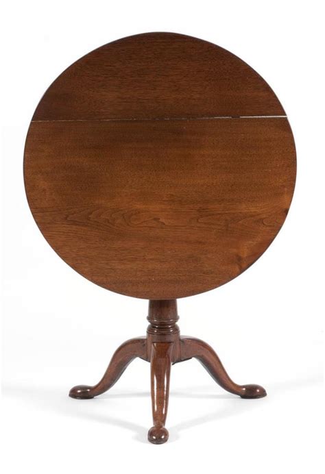 Lot Antique American Queen Anne Birdcage Tilt Top Tea Table In Walnut