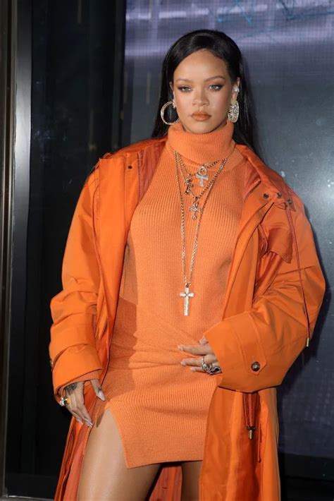 Its Hard To Miss Rihanna When Shes Wearing This Bright Orange Fenty Outfit Popsugar Fashion