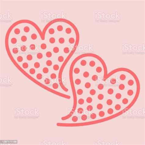 Vector Doodle Illustration With Two Pink Hearts On A Light Pink