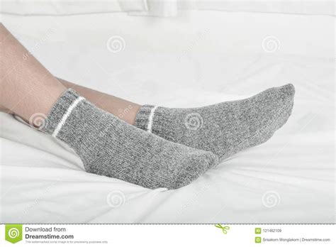 Women Socks On Bed Stock Image Image Of Body Striped 121462109