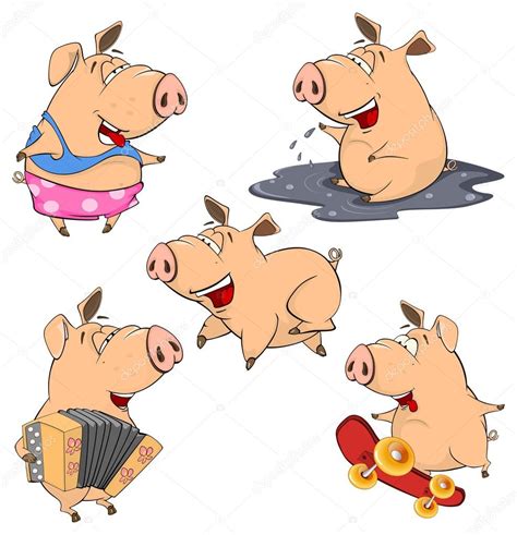 Pig Animal Set Stock Vector Image By ©liusaart 72752875