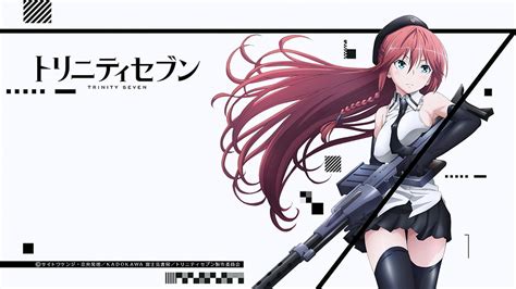 Red Haired Female Anime Character With Rifle Illustration Trinity