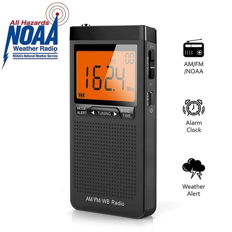 Noaa Weather Am Fm Radio Battery Operated Radio Portable Pocket Radio With Alarm Clock And