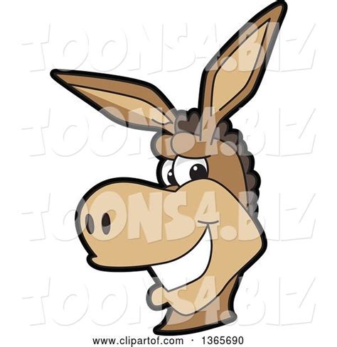 Vector Illustration Of A Cartoon Donkey Mascot Character Smiling By