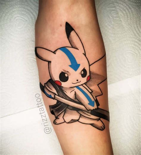 A Small Tattoo On The Leg Of A Person With A Pokemon Pikachu Design