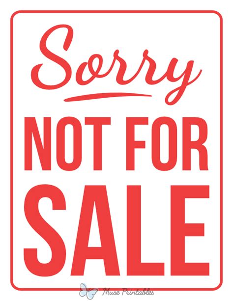 Printable Sorry Not For Sale Sign