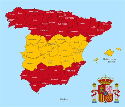 Spanien Karte Mit Regionen Landkarten Mit Provinzen