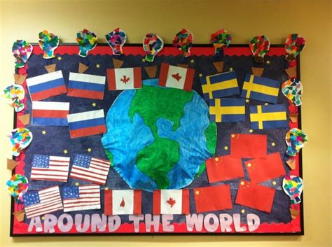 Flags Around The World Bulletin Board Around The World Theme School