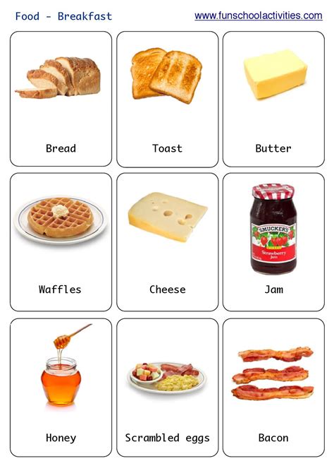 Printable Breakfast Flashcards English Food Food Food Vocabulary