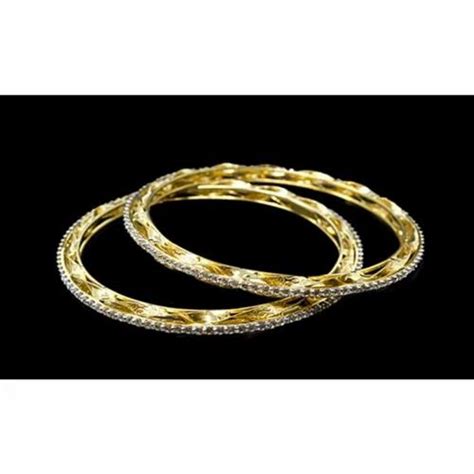 Real Diamonds Party Wear Ladies Gold Diamond Bangle 2 Pieces At Rs 893438pair In Lucknow