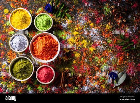 Holi Festival Celebration Traditional Indian Holi Colours Powder