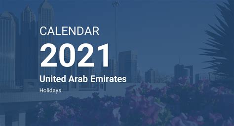 Year 2021 Calendar United Arab Emirates