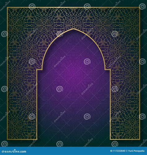 Traditional Patterned Background With Golden Arched Frame Stock Vector