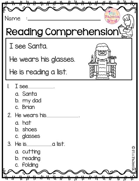 Kindergarten Reading Comprehension Worksheets December Reading Pr
