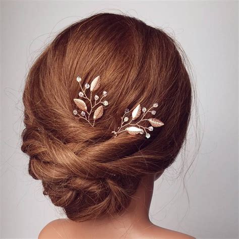 Rose Gold Hair Vine Wedding Hair Pins Bridal Hair Comb Etsy Gold Hair