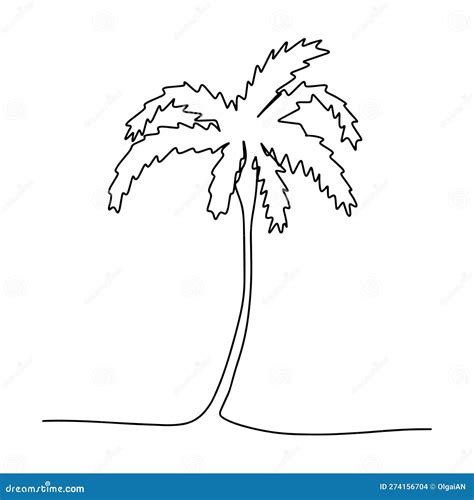 Drawing Of A Palm Tree With One Continuous Line The Concept Of A