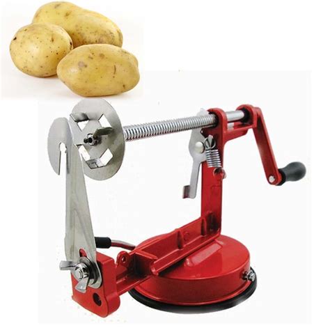 Free Shipping Red Stainless Steel Twisted Potato Apple Slicer Spiral