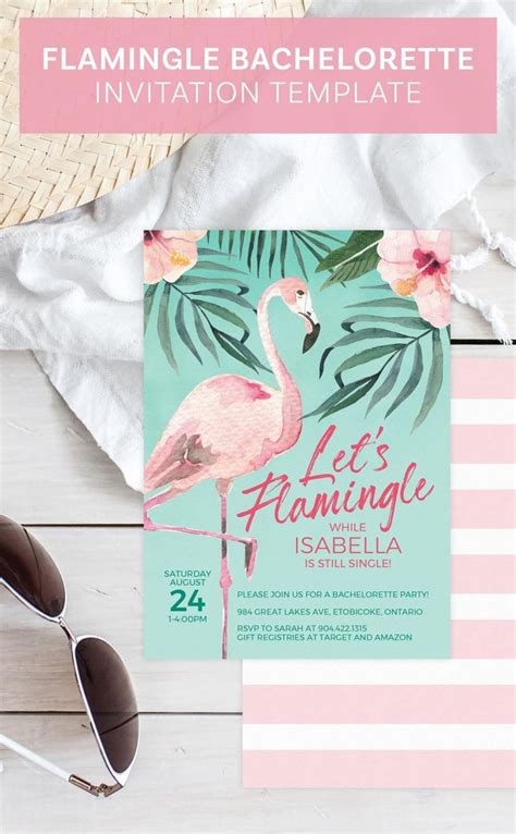 Lets Flamingle Bachelorette Party Invitation Tropical Flamingo Party Flamingle Bachelorette