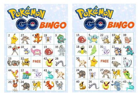 40 Printable Pokemon Go Bingo Cards Prefilled Pokemon Clip Arts And