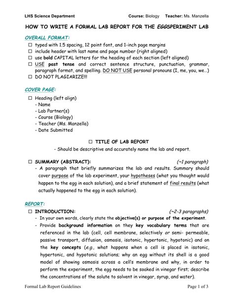 I then compared the three volume measurements and provided observation. How to write an abstract for a biology lab report