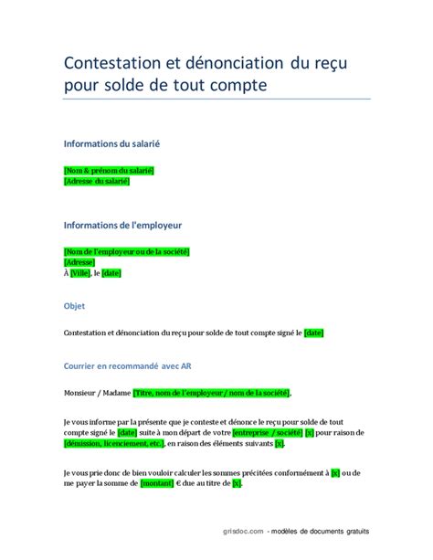 Re U Pour Solde De Tout Compte T L Chargement Gratuit Documents Pdf Word Et Excel