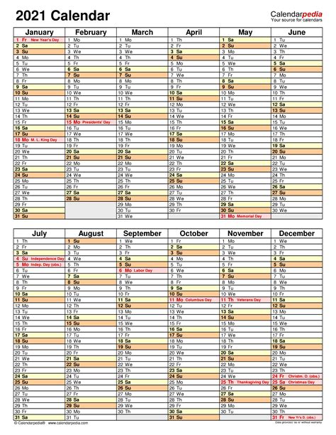 2021 excel calendar with holidays. 2021 Calendar - Free Printable Excel Templates - Calendarpedia