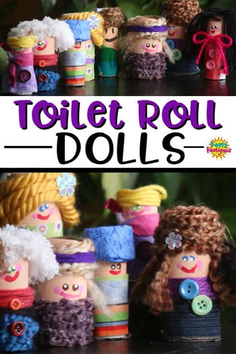 Cardboard Roll Dolls With Fabric And Yarn Scraps Happy Hooligans