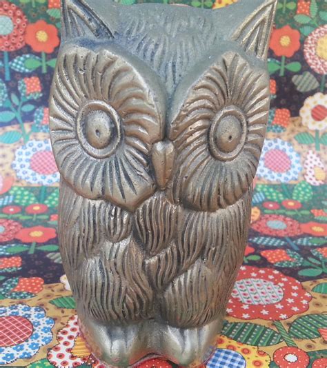 Vintage 1970s Brass Wise Old Owl Figurine Paperweight Kitsch Etsy