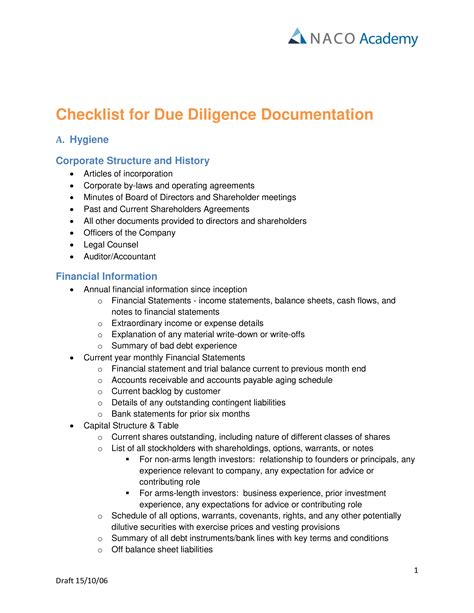 Due Diligence Checklist Eloquens