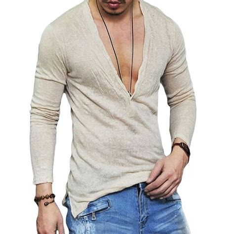 Sexy Man Deep V Neck T Shirts Men Slim Fit 2018 Fashion Breathable Tees