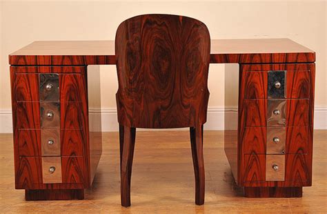 Art Deco Desk In Rosewood And Chrome Beverly Claire Interiors Beverly