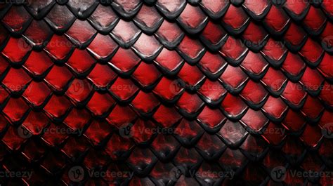 Red And Black Exotic Snake Skin Pattern Or Dragon Scale Texture As A