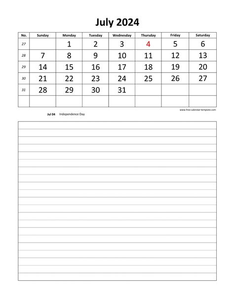 July 2024 Calendar Printable Free With Lines Freddy Ethelyn
