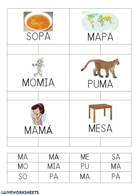 Lectura 2 Con Palabras Por Sílabas Mayúscula Ficha Interactiva