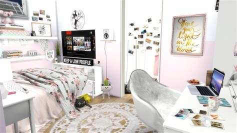 The Sims 4 Speed Build Girly Teenage Bedroom Youtube