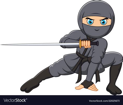 Cartoon Ninja Holding A Sword Royalty Free Vector Image