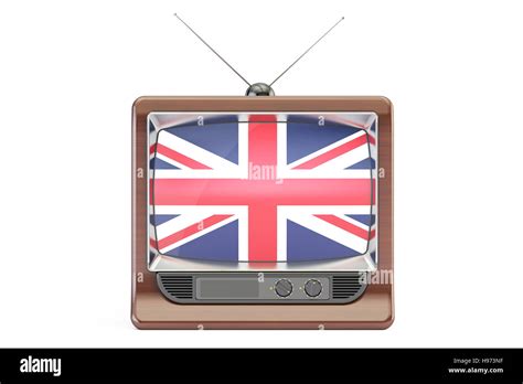 Tv Set With Flag Of United Kingdom British Television Concept 3d