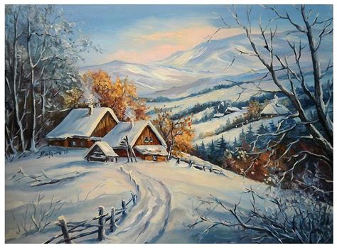 Culmi Ninse Tablouri De Suflet Si Vis Winter Scene Paintings