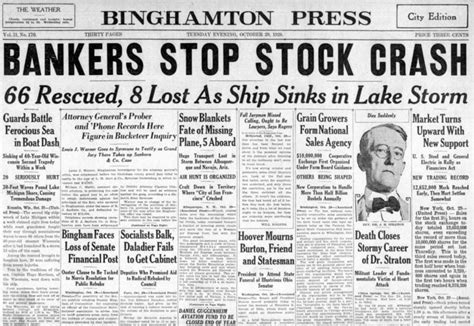 stock market crash of 1929 newspaper