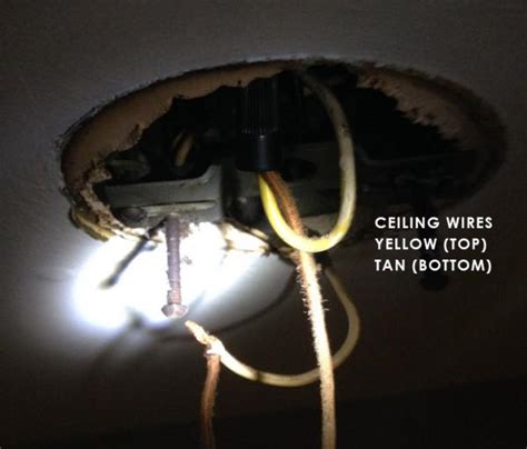 To begin with, always make sure the power is turned off at the breaker box before you start any electrical that's why sometimes it's best to hire a licensed electrician to handle electrical repairs. Yellow and Black and Tan wire on light fixture ...